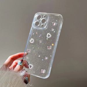최신 귀여운 아이폰 케이스 글리터 큐빅 하트 나비 TPU / 핸드폰 프로 프로맥스 12 13