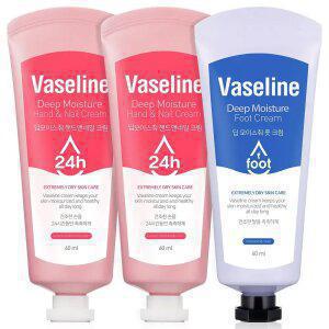 (오직 4시간만 초저가 행사!!)바세린 핸드크림 60ml 2개+풋크림 60ml 1개