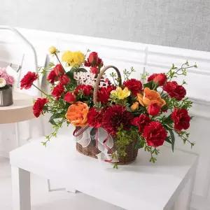 카네이션 조화 바구니 퀸세틴ⅠAset 36cm 꽃 어버이날 스승의날 테이블 장식 감사 선물 행사 소품