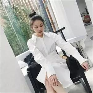 [오노마] ONM FL148/세련된핏~ 허리 리본묶음 롱남방셔츠형원피스 (S7986079)