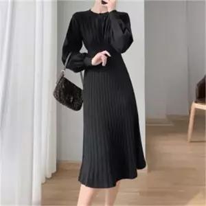 [오노마] ONM 셔링 니트원피스 퍼프소매 A라인 내추럴핏 롱원피스 (S8055997)