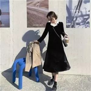 [오노마] ONM 화이트 프릴넥 벨벳 원피스 (S8055623)