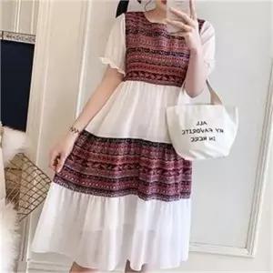 [오노마] ONM 에스닉 포인트 원피스 쉬폰 허리밴딩 데일리 유니크 (S8055678)