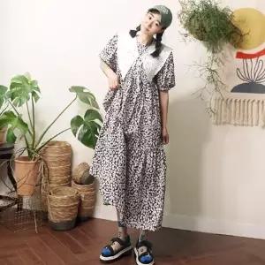 [하프클럽/]로맨틱 잔꽃 셔링 벌룬 소매 롱 원피스n723