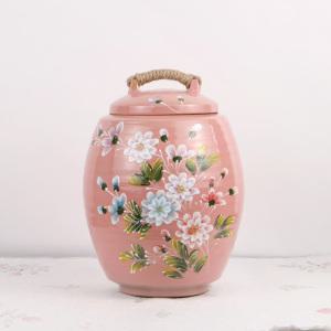 핑크 목단 쌀독 도자기 항아리 쌀독10kg 쌀항아리 쌀통