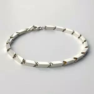 대나무 실버 체인 은팔찌 커플 남자 여자