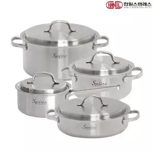 [한일STS] 스플릿 통5중 인덕션가능 스텐레스 냄비세트 4종A(편16+양18+24+전24)