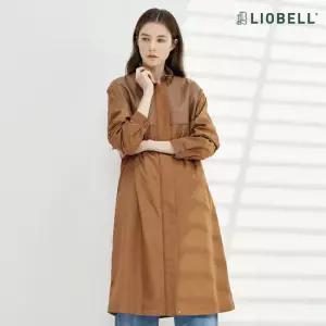 리오벨 롱가죽 배색 트렌치 점퍼