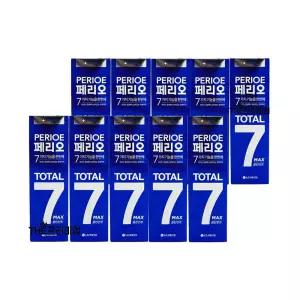 LG생활건강 페리오 치약 토탈7 맥스 클린민트 120g 10개