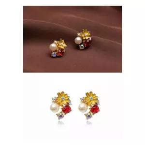 [셀러허브]여자 꽃무늬 콤비 들러리룩 진주 참 귀걸이 (S10438197)