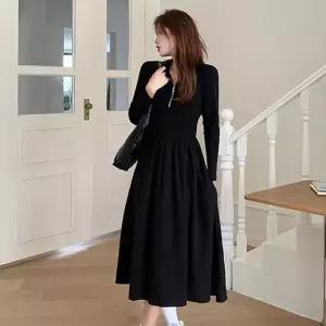 [오노마] ONM 반집업 A라인 올블랙 롱원피스 1P 간절기 데일리 치마 (S11578161)