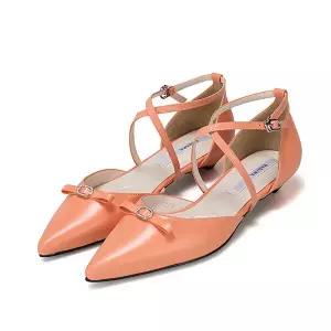 바바라(BABARA) 여성 양가죽 리본 크로스스트랩 오픈 플랫슈즈 BBH102OR