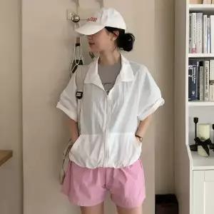 [유야]여성 밑단스트링 바스락 반팔 바람막이 점퍼 -FJP0076- 여름