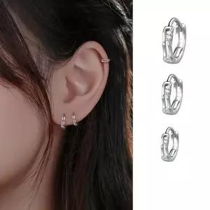 ONM S925 순은 실버 원터치 귀걸이 지르콘 서클 은귀걸이
