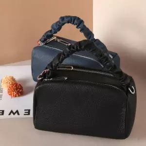 프리미엄 소가죽 셔링 스트랩 사각 토트백