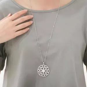 [셀러허브]여자 하트 써클 큐빅 롱드롭 펜던트 빅 목걸이 (S23460864)