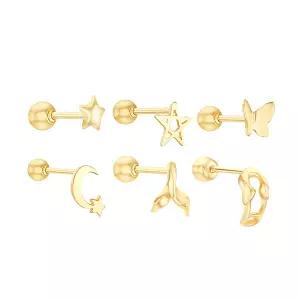 [골드피아] 14K 별/나비/하트/고래꼬리/옷핀/달 피어싱 (1개)