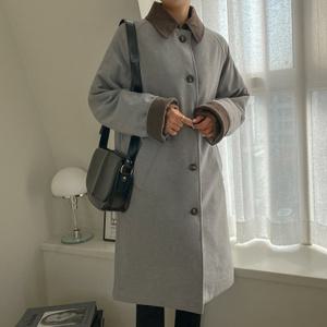 [시크릿라벨] 코듀로이배색누빔모직롱코트