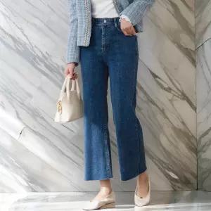 여성 청바지 일자핏 9부 워싱 데님팬츠