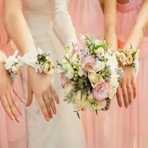 웨딩 조화 리본꽃팔찌 브라이덜샤워 촬영 손목코사지