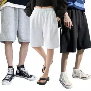 남녀공용 버뮤다 와이드 트레이닝 반바지 운동복 5부 팬츠 하프팬츠 밴딩 두꺼운반바지 무지