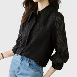 [퀸이즈] [77까지]세비드 리프라인 빅카라 블라우스