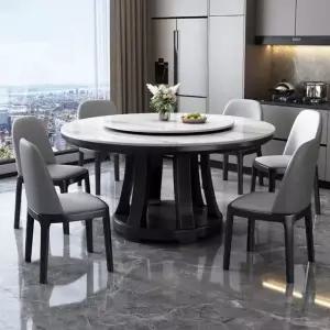 블랙 턴테이블+의자6P 세트 원형 다이닝 (WFHJMEZ)