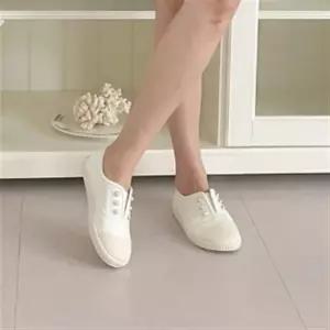 여성 단화 고무솔 진주버튼 슬립온