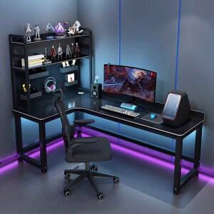 조립식 책상 게이밍 50X50 좌회전각 화이트 듀얼모니터 1800 원픽 커플 탄소섬유