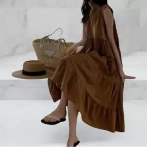 여성 클래식 핀턱 셔링 민소매 롱 캉캉 드레스