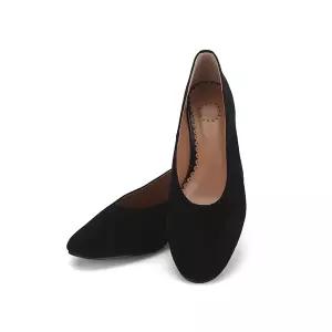 바바라 스웨이드 항아리굽 포인트 여성구두 3cm_BBD548BK