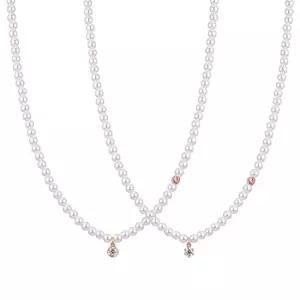 14k 루시 모이사나이트 스와진주 비드 목걸이_6프롱