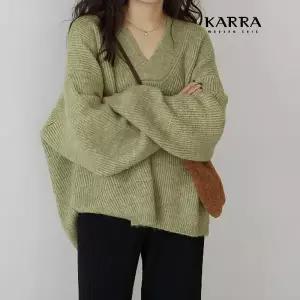 KARRA 벌룬딥브이넥니트_A4S0917