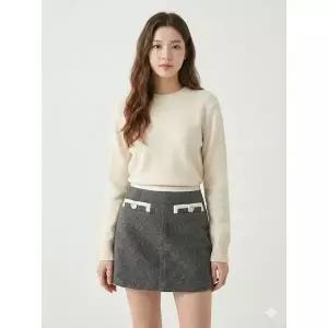 [하프클럽/에고이스트]차콜 단추 포인트 A라인 미니 스커트 EN4WS161