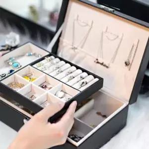 주얼리 2단 가죽 귀걸이 악세사리 보관함 보석함 쥬얼-WFGVE9Q