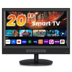 Jexiop 20인치 스마트 TV, ATSC TV가 있는 풀 HD 1080p LED 평면 스크린, 내장 HDMI USB 포함, 주방 어린이