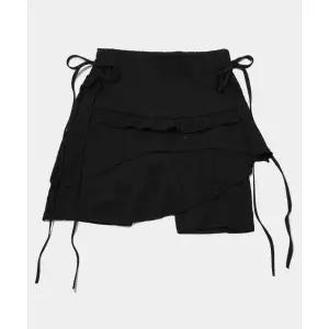 국내매장판 플레이스 스튜디오 트레이닝 반바지 프릴 언발란스 스커트 허리 밴딩 레깅스 바이크 팬츠 [블랙