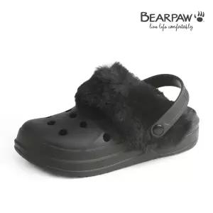 [롯데백화점]베어파우 여성 CONNIE 코니 블랙 탈부착이 가능한 클로그 뮬 털슬리퍼 K884001PD-W