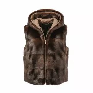 리버시블 후드 밍크 베스트 B5D1MQ33