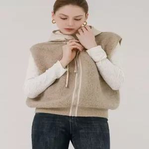 [막스까르띠지오][울배색] 패딩 후드 루즈핏 부클 베스트