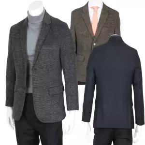 국내산 남성 체크 모직 정장 콤비 자켓 남자 울 세미 신사 양복 재킷 중년 겨울