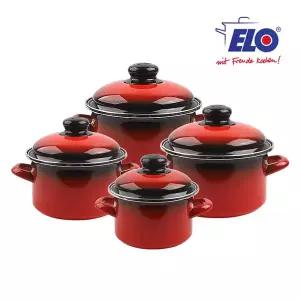 ELO 빨강법랑 깊은형 4종세트 B형 / 16cm / 18cm / 20cm / 24cm