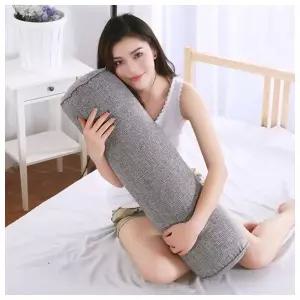 홈스테이 면마 원통 쿠션(15x60cm) (그레이)