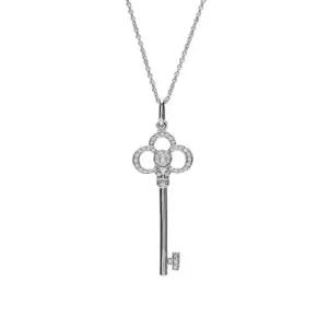 [중고명품] 화이트 골드 18K 다이아 크라운 키 목걸이