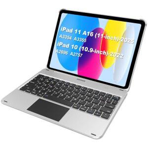 Arteck 아이패드 11세대 10세대 키보드 케이스, 폴리오 커버, 멀티 터치 트랙패드, (A16) 11세대/10세대용 탈착식 블루투스
