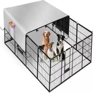 코브슈이웨 개 플레이펜 커버 반려동물 울타리 600D 옥스포드 천 상단 선쉐이드 오브 도그 하우스 커버는