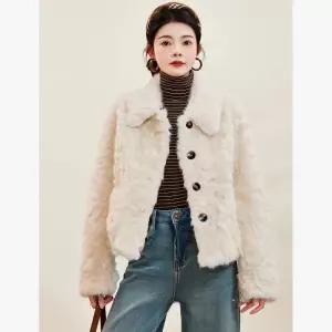 여성 양가죽 리얼 양모 무스탕코트 겨울 슬림핏 디자인 라펠모피 소재 오버핏