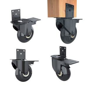 [미국배송] 히레이트 4팩 2.5인치 L자형 플레이트 회전 캐스터 브레이크 측면 마운트 캐스터 잠금식 음소거 휠 교체 가구 테이블 여행 가방 캐비닛 적재 용량 500파운드 사용 가능