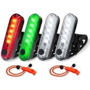 보트 카약용 암즈온리 4팩 LED 내비게이션 조명 키트 스턴 라이트 배터리 0작동 야간 카약 타기 카누 패들 보드 제트 스키 딩기 2Pcs 안전 호루라기용 이지 클립온