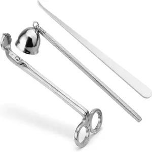 트리타레사 3 in 1 캔들 액세서리 세트 윅 트리머 커터 스너퍼 디퍼 및 소화기가 포함된 케어 키트(실버)